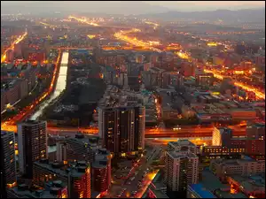 Chińskie miasto Pekin nocą