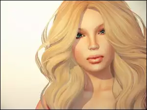 Kobieta o blond włosach w grafice 3D
