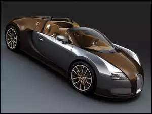 Brązowo srebrny samochód Bugatti