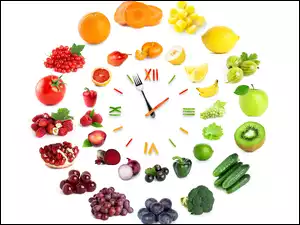 Zegar żywności z owoców i warzyw