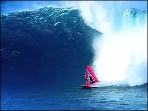 Windsurfing, różowa deska
