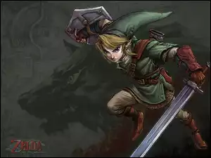 Legend Of Zelda, postać, tarcza, miecz, elf