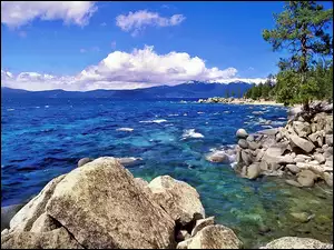 Las, Nevada, Tahoe, Jezioro, Głazy