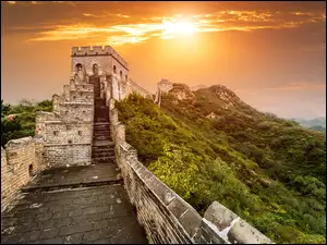 Mur, Krajobraz, Słońce, Góry, Chiński