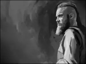 Travis Fimmel jako Ragnar Lodbrok- władca wikingów w grafice paintography