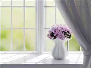 Okno, Wazon, Kwiaty