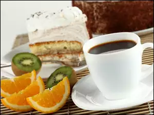 Kawa, Kiwi, Ciasto, Pomarańcza