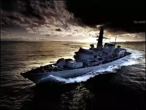 Statek, Morze, Wojenny, Niszczyciel