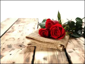 Czerwone, Deski, Róże, Bukiet