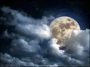 Księżyc, Noc, Chmury