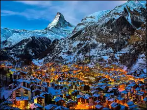 Góry, Domy, Szwajcaria, Alpy