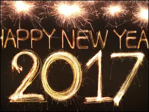 Fajerwerki wraz z życzeniami na Nowy 2017 rok