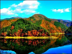 Jesień, Odbicie, Góry, Jezioro