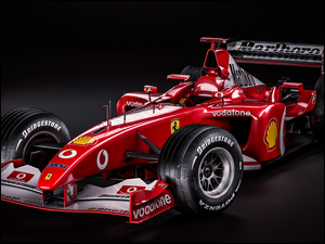 Rajdowy samochód marki Ferrari F2002 kierowcy Michaela Schumachera