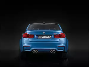 Niebieskie, rury wydechowe, BMW M3, tył