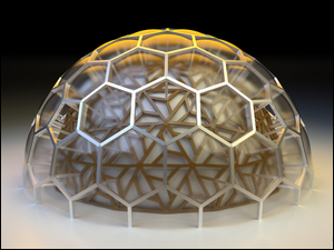 Dekoracyjny podświetlony klosz z konstrukcją w grafice 3D