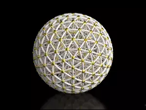 Ażurowa kula ze złotymi gwiazdkami w grafice 3D