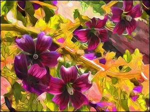 Kwiaty kolorowe w grafice Fractalius
