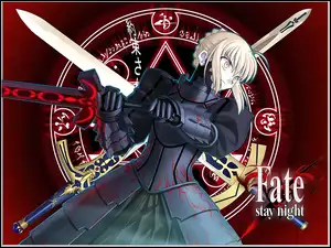 Fate Stay Night, miecze, symbol, kobieta