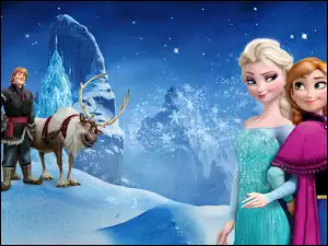 Bajka Kraina lodu Frozen Zima Śnieg Zamek Księżniczka Elsa Anna Kristoff Renifer Sven