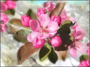 Graficzne różowe kwiatuszki