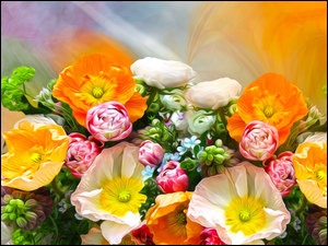 Graficzny bukiet kwiatów