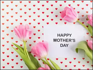 Życzenia i tulipany na dzień matki