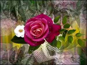 Graficzna róża z kroplami