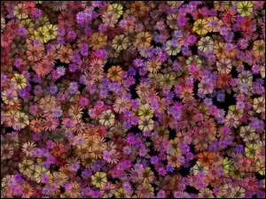 Graficzne kolorowe kwiatuszki w teksturze