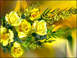 Żółte róże w bukiecie