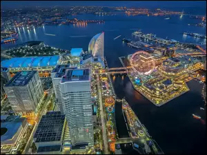 Miasto Yokohama w Japonii z lotu ptaka