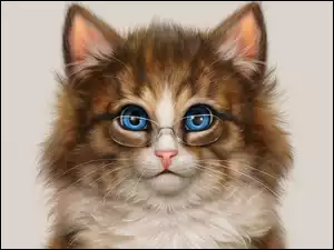 Kotek niebieskooki w okularach