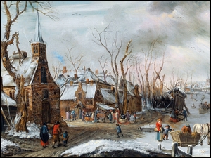 Kościół na zimowej wsi