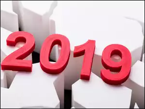 Nowy Rok 2019 na białym tle