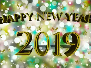 Życzenia Happy New Year 2019 z gwiazdkami