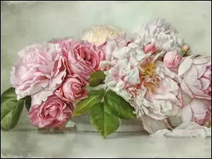 Graficzny bukiet kolorowych róż