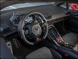 Kierownica, Lamborghini Huracan EVO, Wnętrze, Kokpit