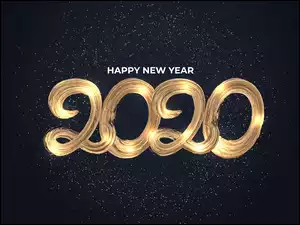 2020, Nowy Rok, Napis, Happy New Year