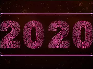 2020, Cyfry, Nowy Rok, Grafika, Różowe