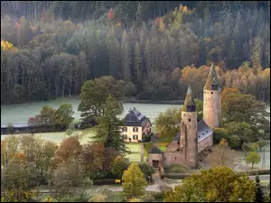 Dom, Zamek w Burch, Drzewa, Niemcy, Las, Nadrenia-Palatynat