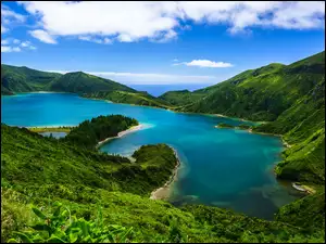 Lagoa de Fodo, Góry, Portugalia, Jezioro, Sao Miguel, Wyspa, Azory