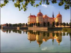 Jezioro, Niemcy, Saksonia, Pałac Moritzburg