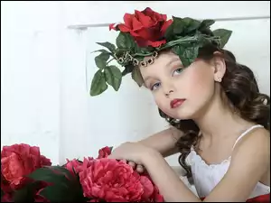 Róża, Dziewczynka, Wianek, Czerwona