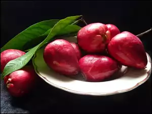 Małe czerwone jabłuszka na talerzu