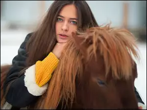 Koń, Dziewczyna, Brązowy