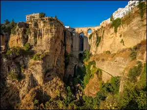 Rhonda miasto na skałach i wąwóz El Tajo Gorge w Hiszpanii