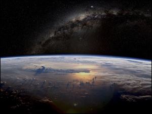 Planeta, Kosmos, Gwiazdy, Zdjęcie z satelity, Ziemia, Droga Mleczna