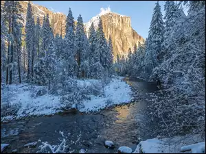 Rzeka Merced w Parku Narodowym Yosemite zimą