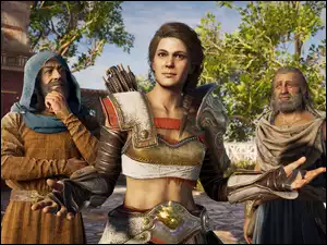 Kobieta i mężczyźni z gry Assassins Creed Odyssey