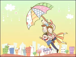 Parasol, Dla dzieci, Rodzinka, Szczęśliwa, Lot